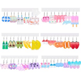 30 Pairs Funny Weird Cute Earrings Earrings (Or Clips) For Women With Cool Unique Funky Food Fruit Flowers Butterfly Mushroom Dangle Earrings For Women