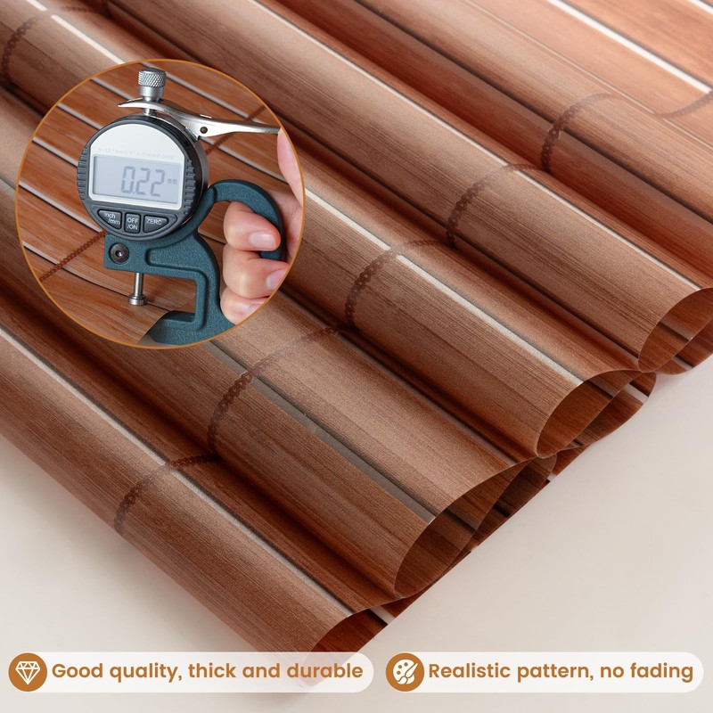 DKTIE Wooden Blinds Pattern Decorative Window Privacy Film, Sun Blocking