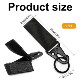 6 Pcs Belt Loop Carabiner, Nylon Webbing Strap Clip Carabiner, Hanging Belt Carabiner Black Carabiner Clip Molle for Tactical Accessories Belt Vest and Backpacks