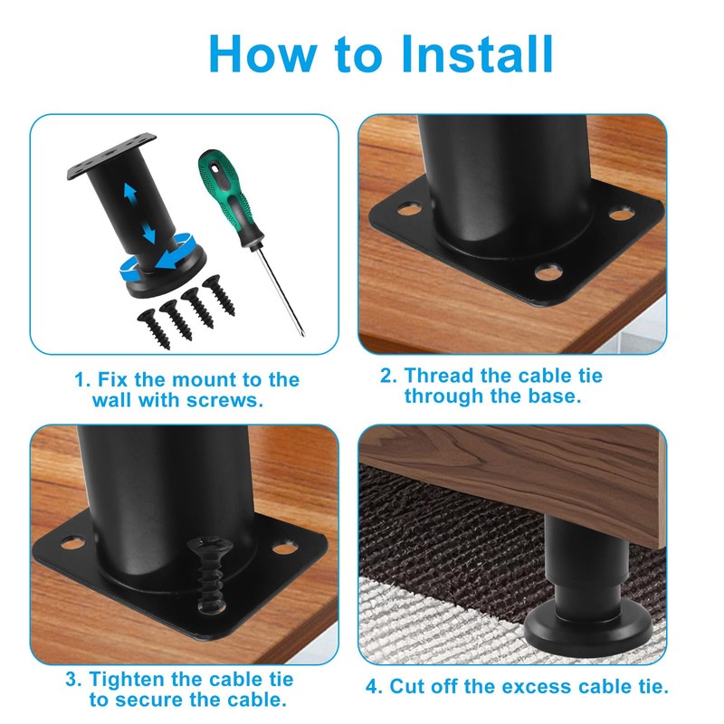 Zorfeter 4Pcs Black Adjustable Height Bed Support Furniture Replacement Legs
