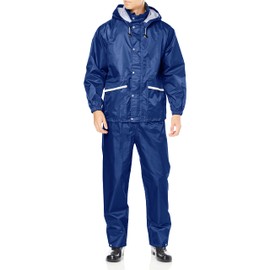 Cocos Nobuoka Raincoat, Top and Bottom Set, Breathable, Reduces Stuffiness, Waterproof, Lightweight, Mesh Lining, Rainy Season, Reflective, Bicycle, Work or School Commute, Unisex, navy