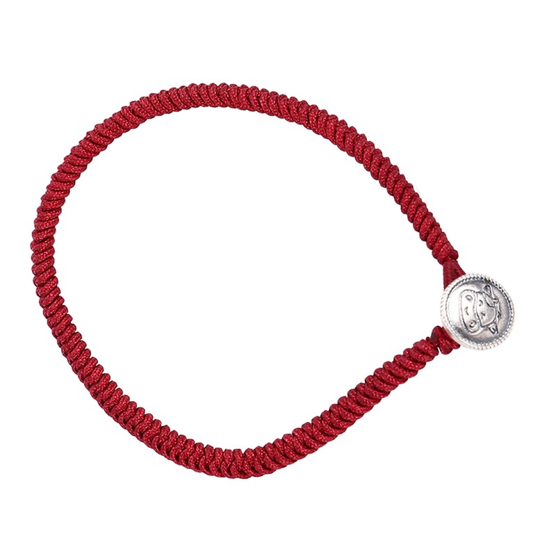 Ox Zodiac Bracelet Red Rope S925 Silver Ornament Woven Bracelet