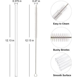 Liyquint 6pcs Straw Replacements for 40oz Tumbler, with A Straw Brush Clear Plastic Straws Reusable Accessories Parts for 40oz Tumbler