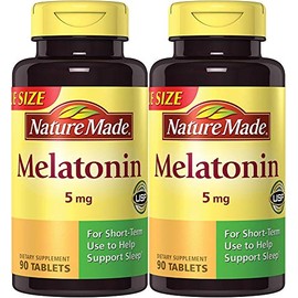 Nature Made Melatonina Máxima Fuerza 5 mg, 90 Tabletas (Paquete de 2)