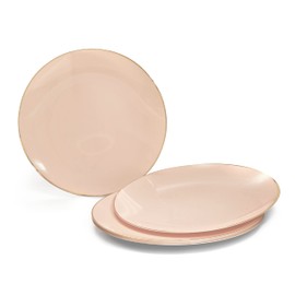 " OCCASIONS " 80 Plates Pack,(40 Guests) Premium Wedding Party Disposable Plastic Plates Set -40 x 10.5'' Dinner + 40 x 7.5'' Salad/Dessert(Bali, Blush/Gold)