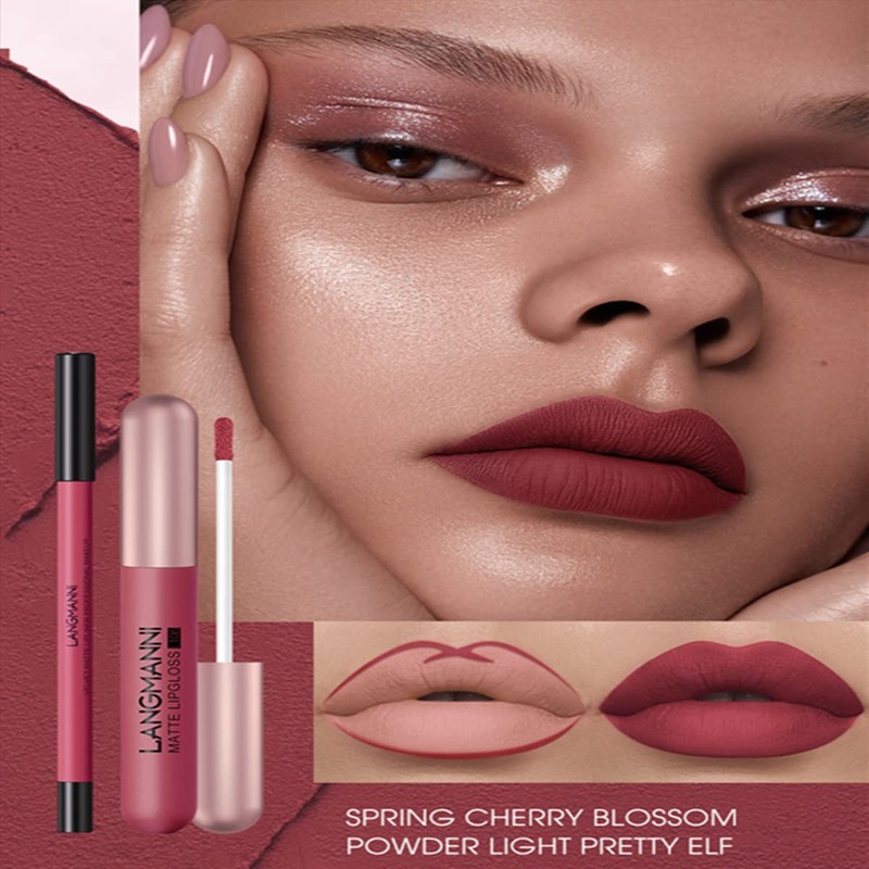12Pcs Lip Liner and Lipstick Set, 6 Velvety Matte Liquid