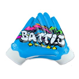 Battle Graffiti 23 Sports Football Gloves, Ultra-Tack Sticky Pro-Style Palm Receiver Gloves, Adult and Youth Football Sticky Receiver Gloves, No Slip Football Gloves- Adult & Youth (Large, Adult)