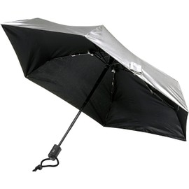 Euroschirm Dainty Automatic Silver Fibreglass,Metal Polyester Compact Rain Umbrella, Silver / black