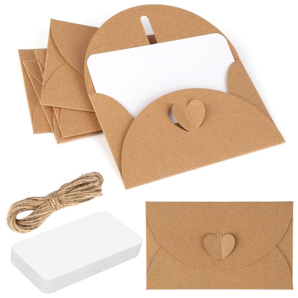 lahnao Pack of 50 Mini Envelopes with 100 Blank Paper