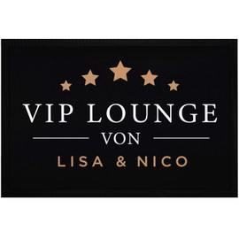 SpecialMe® Doormat with Name VIP Lounge Customisable Non-Slip and Washable White 60 x 40 cm