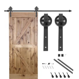 LUBANN 6.6FT Sliding Wood Barn Door Hardware Sliding Track Kit Straight Roller Ultra Quiet (Big Wheel)
