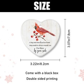 Cardinal Christmas Ornaments Heart-Shape Ceramic Ornament Xmas Tree Holiday Home Decorations Gifts in Memory of Lossed Family Friends