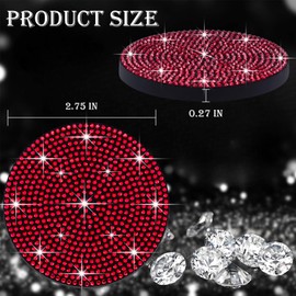 MEAJOO 2PCS Bling Cup Holder Coaster, 2.75 inch Full Crystal Rhinestone Silicone Anti-Slip Shockproof, Universal Non-Slip Recessed Car Interior Accessories (Black & Red)