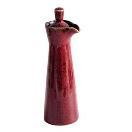 PRETYZOOM Ceramic Seasoning Bottle Pottery Japanese Soy Sauce Vinegar Jar Olive Oil Dispenser Decanter Kiln Sauce Cruet Bottle with Lid for Kitchen Red