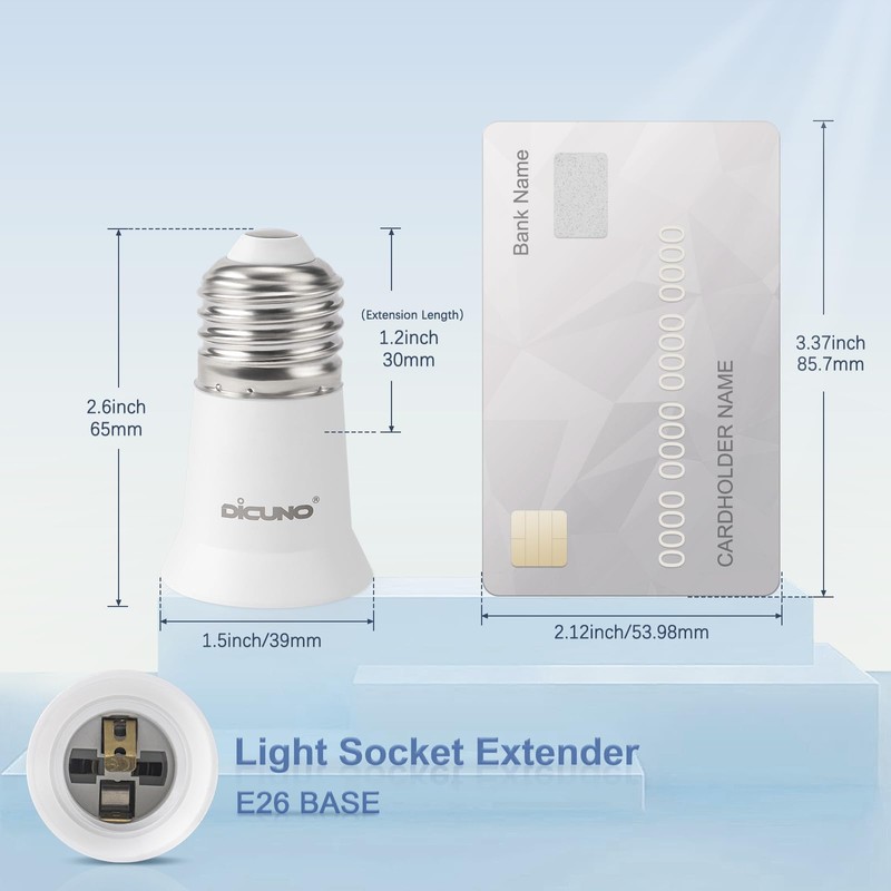 DiCUNO E26 3CM/1.2 Inch Socket Extender, E26 Lamp Bulb Socket