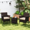 Tangkula 3 Pieces Patio Rattan Furniture Set, Outdoor Conversation Set