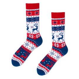 Many Mornings Unisex warm Rudolph socks. - Blue, White, Red, size: 35-38