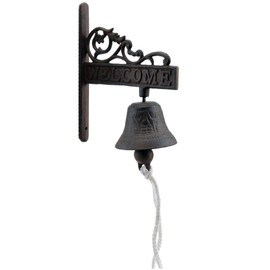 Flag Emotes Cast Iron Dinner Bell Flower Vine Welcome Sign Distressed Brown