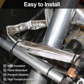 Toyitte Heat Shield - Aluminized Heat Shroud Sleeve with Hook & Loop Closure, High-Temperature Protection for Wires, Cables, and Hoses 1/2" I.D. x 10FT