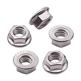 #10-24 (100 Pack) Serrated Flange Hex Nuts, 304 Stainless Steel 18/8 Flange Nuts, UNC Coarse Thread Hex Locknuts