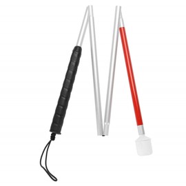 Blind Cane Stick - Mobility Reflective Red-White Foldable Walking Baston para Ciegos, Marshmallow Ball Tip | Folding Replacement/Prop Tool for Visually Impaired Person,43 inch Non-Slip Aluminum Cane
