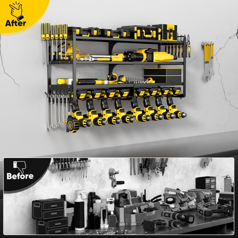 POKIPO Large Power Tool Organizer Wall Mount,4 Layers Heavy Duty