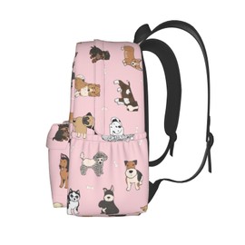 Jbofyee Cute Dogs Animals Pink Laptop Backpack For Men Women, Lightweight Daypack Bookbag For Daily Commutes Business Travel Hiking