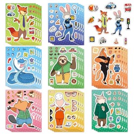 24Sheets Cool Zootopia 2 Make-a-face Stickers Pack, Mixed & Matched with 8 Designed Characters(3 of Each), Make Your Own Stickers for Teens Party Decoration, Reward, Decor, Gift Idea (pkq)
