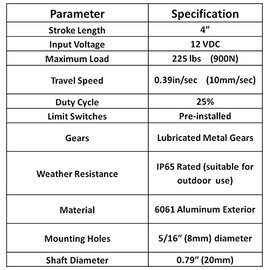 WINDYNATION 4 Inch 4" Stroke Linear Actuator 12 Volt 12V 225 Pounds lbs Maximum Lift