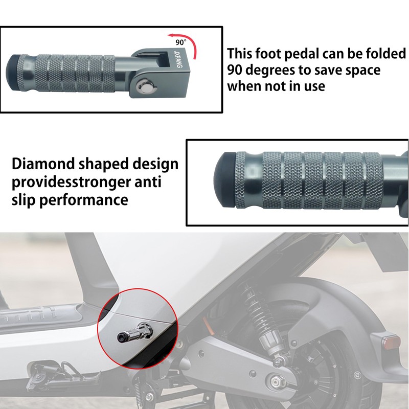 JXPANG Universal Motorcycle Bicycle Folding Passenger Foot Pegs M8 Rearsets