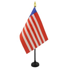 AZ FLAG LIBERIA TABLE FLAG 4'' x 6'' - LIBERIAN DESK FLAG 15 x 10 cm - golden spear top