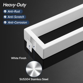 Sayayo White Towel Bar for Bathroom Wall, 10 Inch Hand Towel Holder, SUS304 Stainless Steel Towel Rack, Modern Square Towel Ring