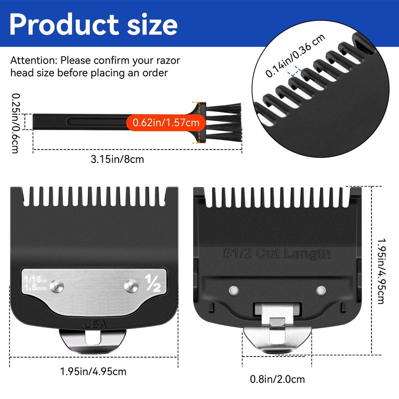 Replacement for 1/2 Wahl Clipper Guards Set, 1/16"1.5mm Metal Hair