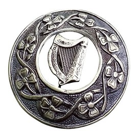 AAR Men,s Scottish S Irish Harp Kilt Brooch Fly Plaid Antique Finish 3" (7cm) S