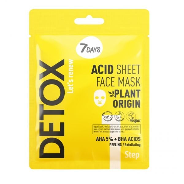 Beauty Velonas 7DAYS Detox Let's Renew Acid Sheet Face Mask 25 g