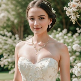 Clearine Wedding Jewellery Set for Women Bride, Y-Necklace Dangle Earrings Set Stunning Crystal Teardrop Leaf Flower Cluster Prom Jewellery for Bridal Bridesmaid Iridescent AB Gold-Tone