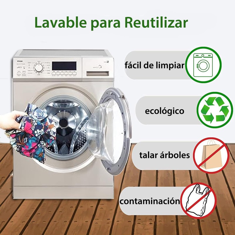 12 Piezas Bolsas Plegables Reutilizables, Bolsa Plegable de Poliéster de