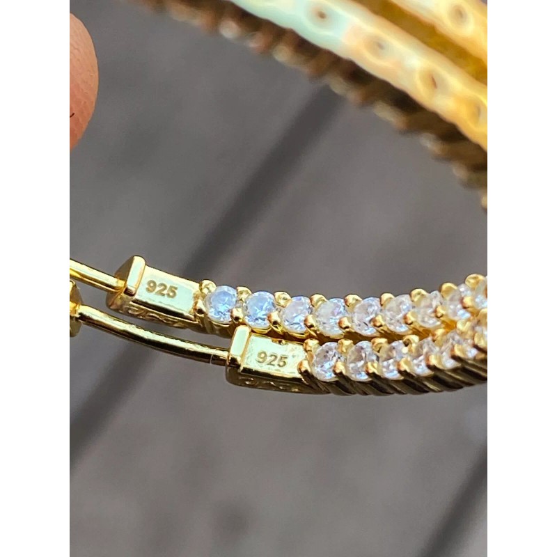 Harlembling 14k Gold Plated Solid 925 Sterling Silver Big CZ