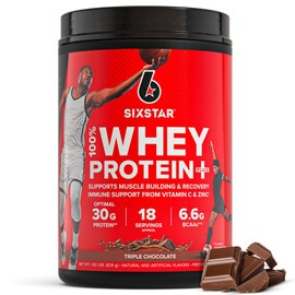 Six Star Whey Protein Powder Plus - Muscle Building & Recovery Formula with Whey Isolate Powder, BCAAs, 30g Protein, Immune Support - Post-Workout Supplement - Triple Chocolate, 1.8 lbs