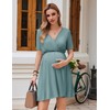 Ekouaer Maternity Nursing Dress V Neck Short Sleeve Breastfeeding Dresses