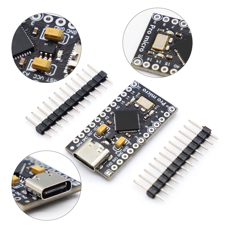 APKLVSR Pro Micro Development Board 5V/16MHz Microcontroller with 2-Row Pin