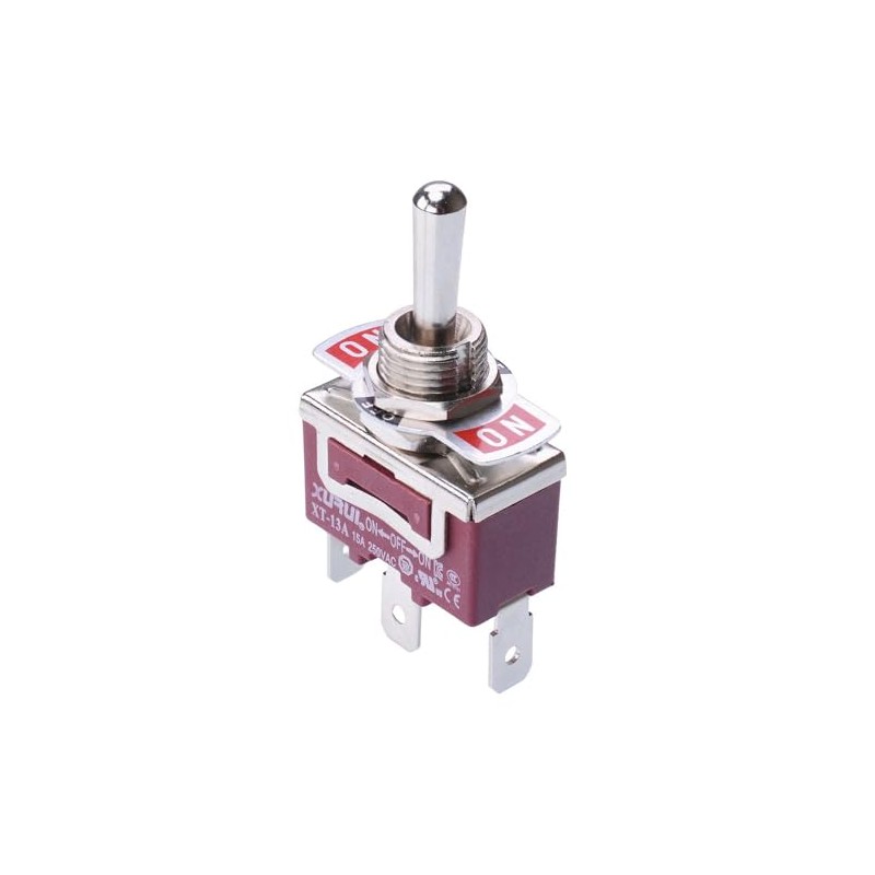 (On)-Off-(On) Momentary SPDT Toggle Switch with Quick Connect 6.3mm Terminals
