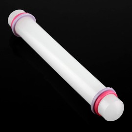 Hominas 9 in Non-Stick Sugarcraft Fondant Rolling Pin with Guide Rings, Plastic Clay Rolling Pin Dough Roller Kitchen Decorating Tools for Sugar Paste Dough Pie Crust