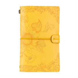 InnoBeta Sunflower gifts for Women Leather Journal Notebook 7x5 Inches, Refillable Sketchbook, Travel Diary, Lined Planner - Yellow - Magic Sunflower