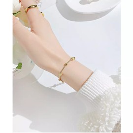 Unbranded Adjustable 18K Gold Plated Stainless Steel Slider Stopper Beads Bracelet XJ33