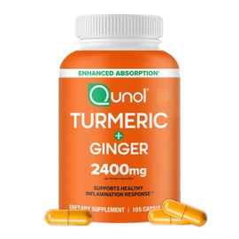 Curcumina Cúrcuma Pimienta Negra Jengibre Qunol 2400 Tumérica Cápsulas Suplemento Apoyo Articular Curcuminoides Absorción Mejorada 105 Unidades