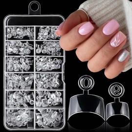 240pc French Square Gel Nail Tips Short Fake Nails Clear Press ons Nail, Short Square Nails Tips Acrylic Nails Extension French Soft Gel Nails Tip Half Cover False Nail Clear Artficial Fingernails