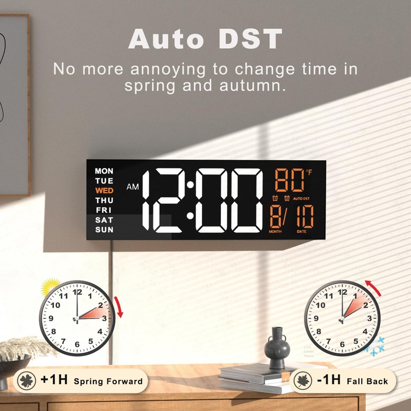 JALL 16" Large Digital Wall Mount Clock, Count Down Timer,