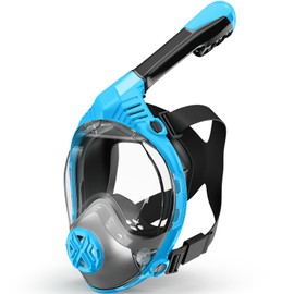 Full Face Snorkel Mask- Snorkeling Gear for Adults with Safe Dry Top Breathing System, 2025 Latest Foldable Panoramic View Snorkeling Mask for Men and Women, Anti Fog Anti Leak