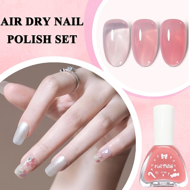 Virellay 3 Pcs Pink Nagellack Set - Schnelltrocknender Nagellack